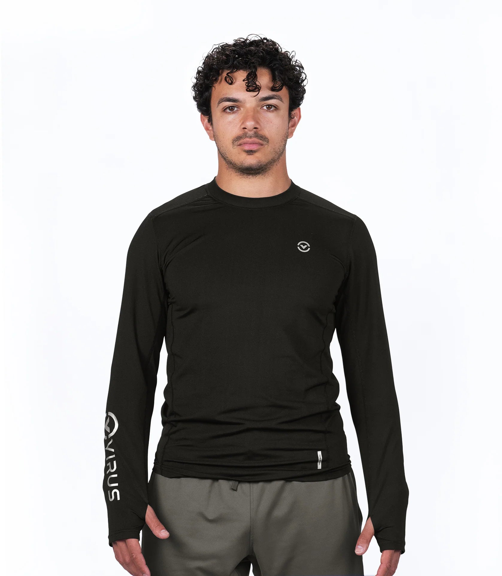 Thermal Warm L/S Crew Neck Fitted Shirts - Black