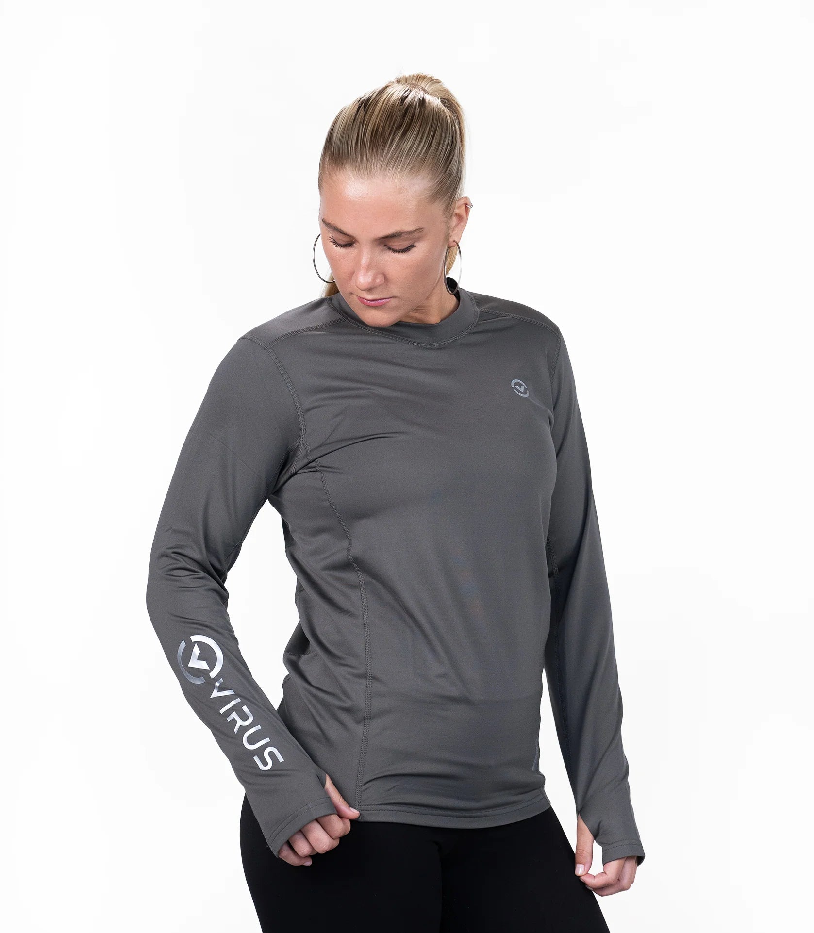 Thermal Warm L/S Crew Neck Fitted Shirts - Charcoal