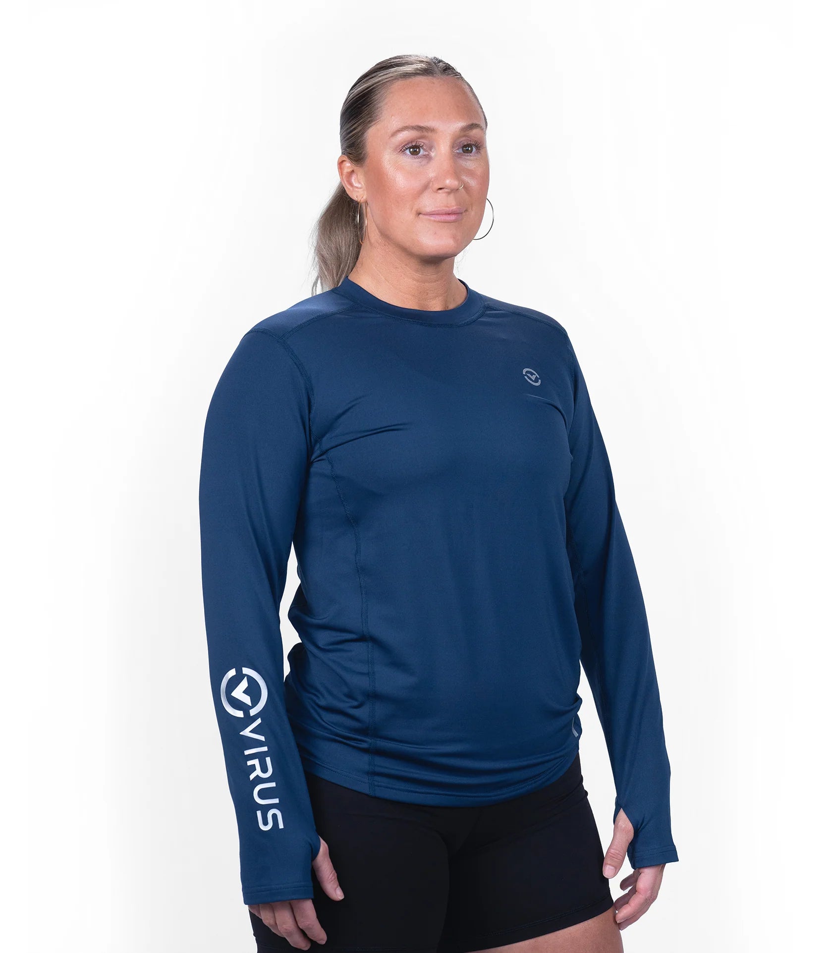 Thermal Warm L/S Crew Neck Fitted Shirts - Navy